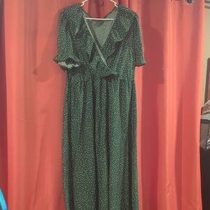 SHEIN Dark Green Polka Dot Maxi Dress